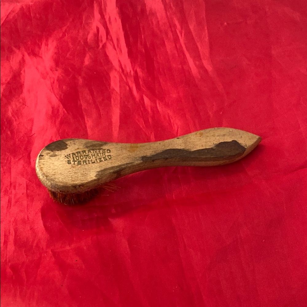 Vintage Wooden Shoe shine Brush 💯 horse hair dauber